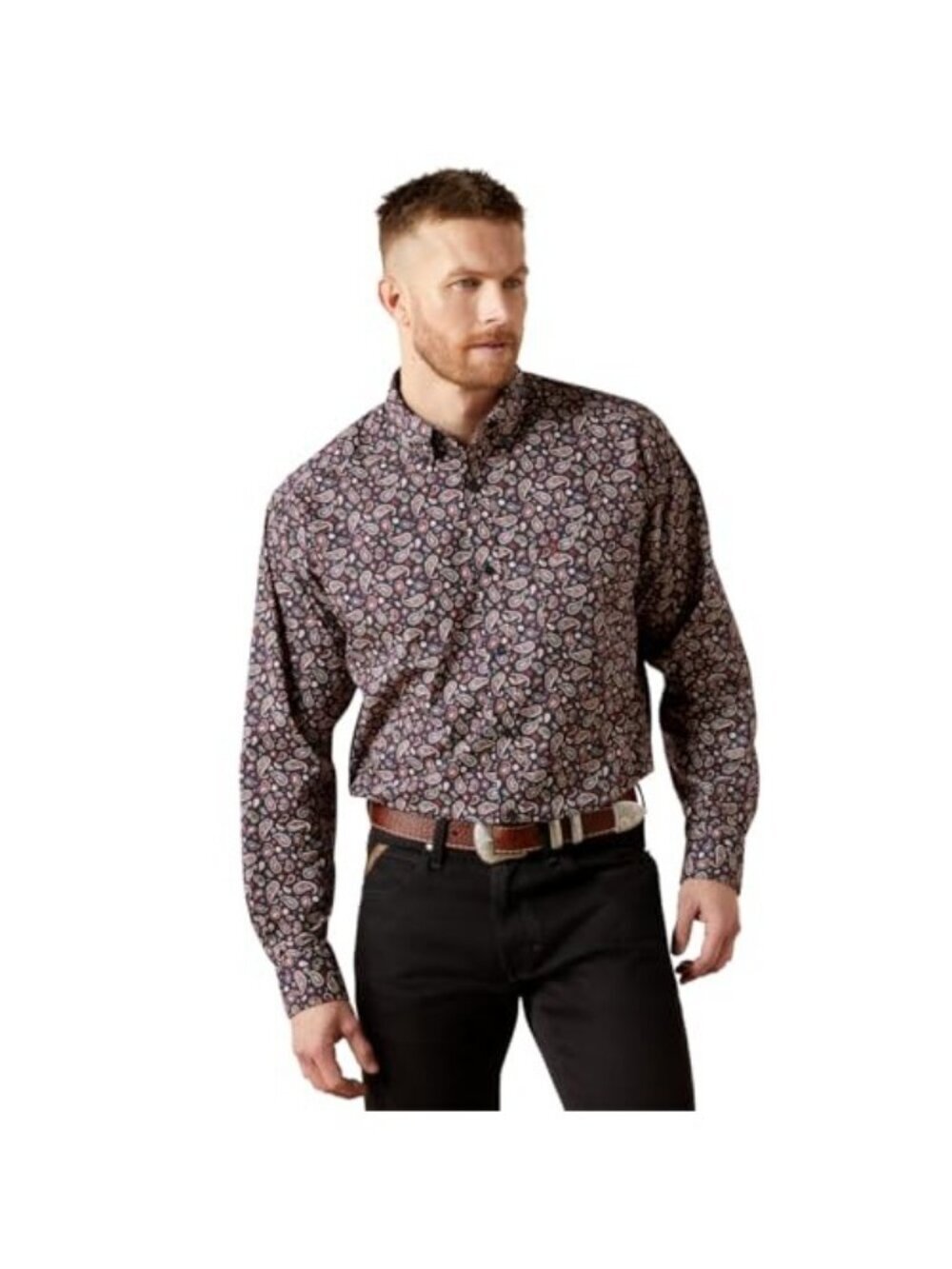 Ariat Men's Long Sleeve Wallace Paisley Print Button Navy 10065793
